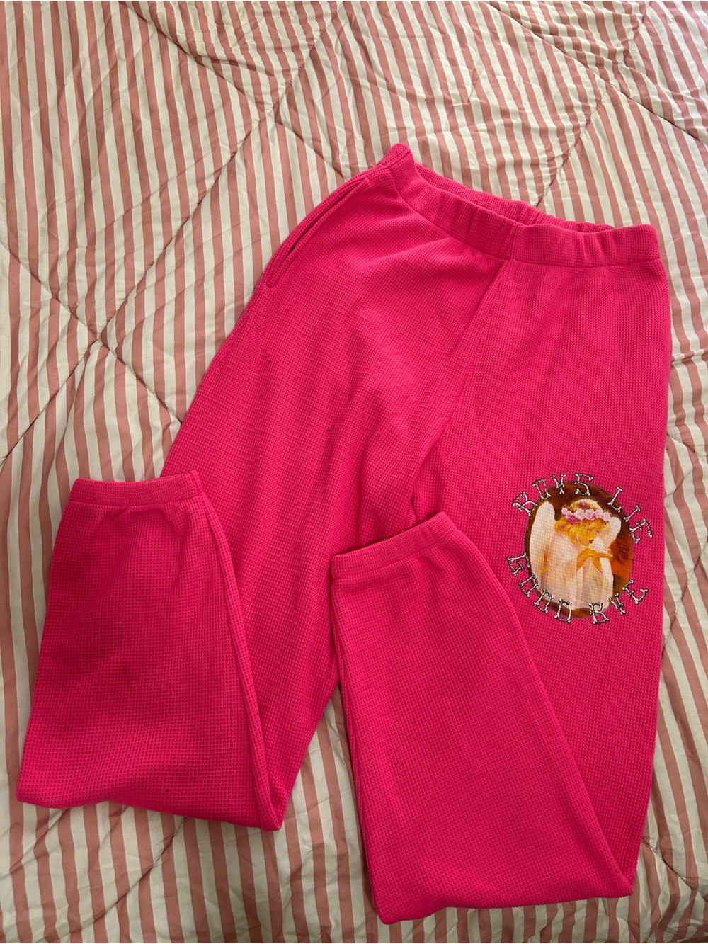 Pink Boys Lie Goodbye Again Waffle Knit Joggers Sweatpants